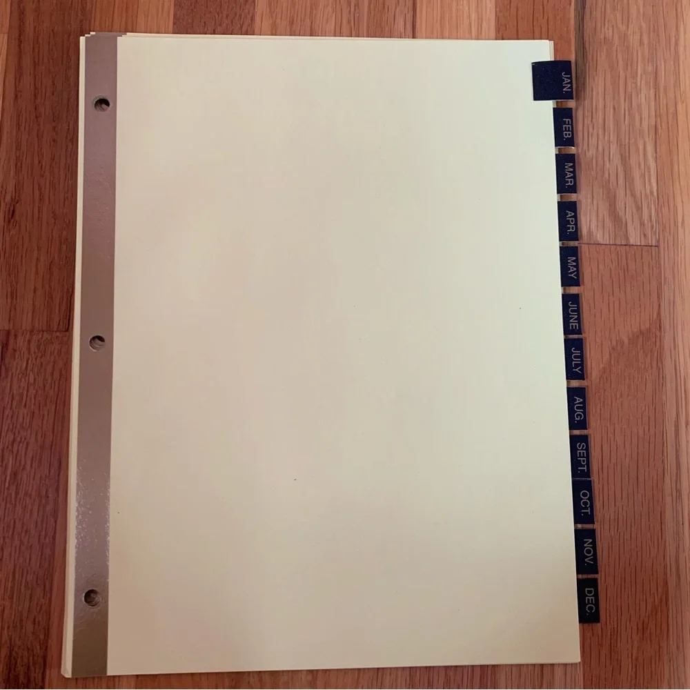 Avery Dennison Index Divider 12 Month Yellow Gold Stamped Black Leather Tabs